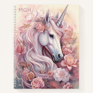 Carnet Monogramme personnalisé belle licorne