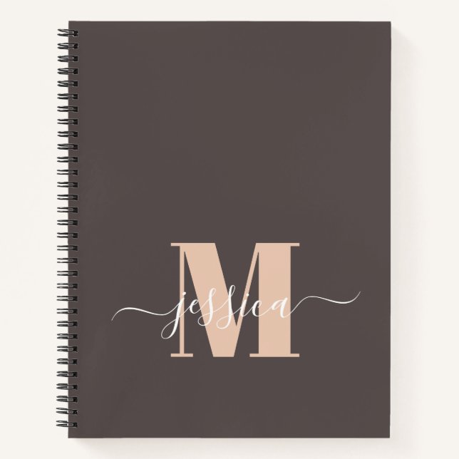 Carnet Monogramme personnalisé Brown et beige (Devant)
