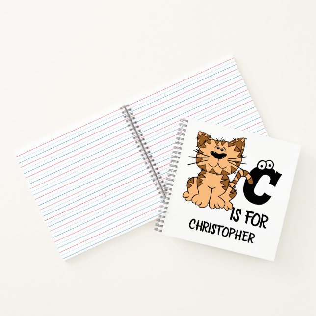 Carnet monogramme personnalisé C est pour chats chaton ch (Intérieur)