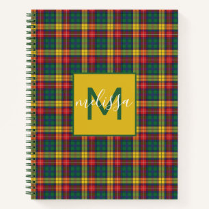 Carnet Monogramme personnalisé Clan Buchanan Tartan Plaid