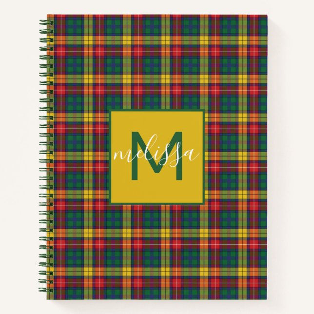 Carnet Monogramme personnalisé Clan Buchanan Tartan Plaid (Devant)