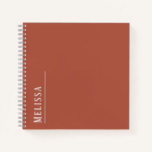 Carnet monogramme personnalisé, couleur terre cuite moder