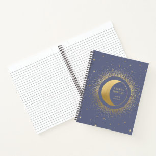 Carnet Monogramme personnalisé Crescent Gold Moon