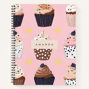 Carnet Monogramme Personnalisé Cute Sweet Cupcake