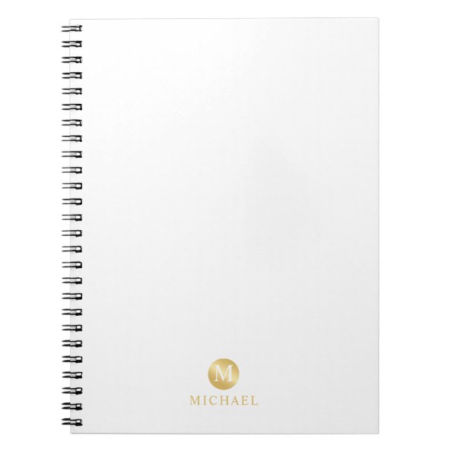 Carnet Monogramme personnalisé de luxe blanc et or (Devant)