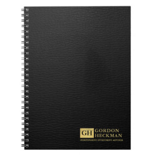Carnet Monogramme personnalisé en cuir noir simple
