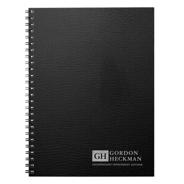 Carnet Monogramme personnalisé en cuir noir simple (Devant)