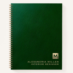 Carnet Monogramme personnalisé en cuir vert