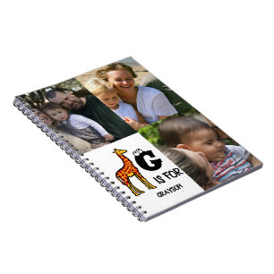 Carnet Monogramme personnalisé G est pour Girafe mignon g