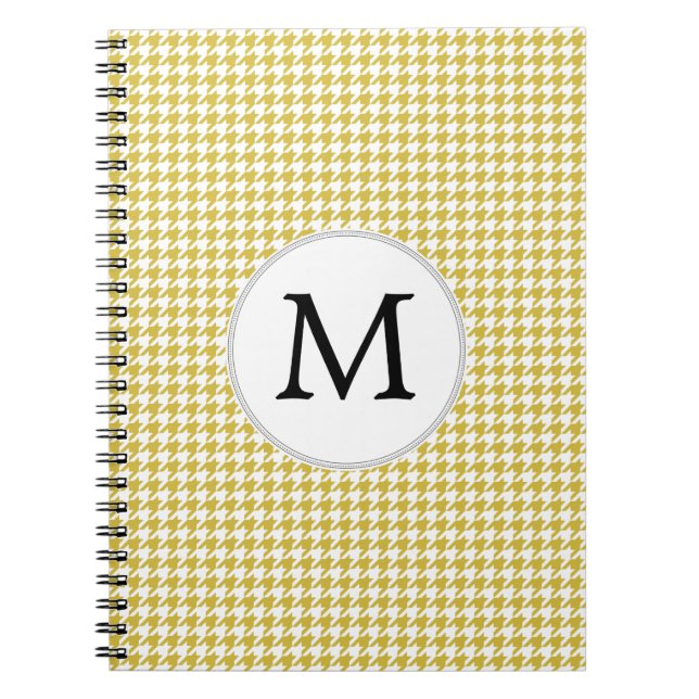 Carnet Monogramme personnalisé Houndstooth motif Jaune (Devant)