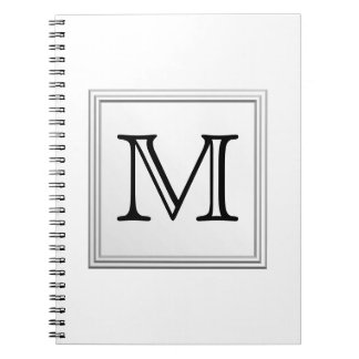 Carnet Monogramme personnalisé imprimé. Noir et Blanc.