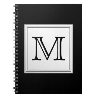 Carnet Monogramme personnalisé imprimé. Noir et gris pâle