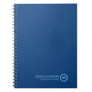 Carnet Monogramme personnalisé minimaliste en cuir bleu