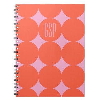 Carnet Monogramme personnalisé moderne point, Orange pers