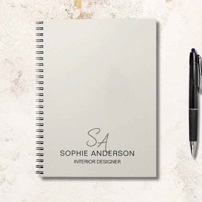 Carnet Monogramme personnalisé moderne Professionnel (Modern Custom Monogram Professional Business Notebook)