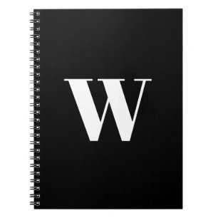 Carnet Monogramme Personnalisé noir blanc initial élégant