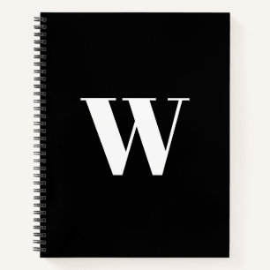 Carnet Monogramme Personnalisé noir blanc initial élégant