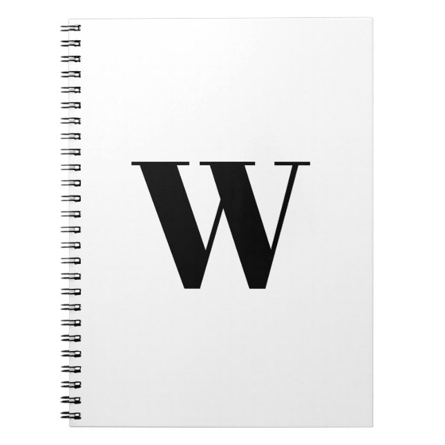 Carnet Monogramme Personnalisé noir blanc initial élégant (Devant)