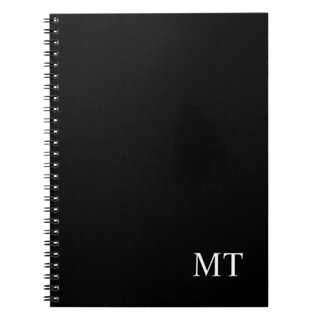 Carnet Monogramme personnalisé noir classique (Devant)