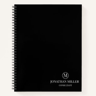 Carnet Monogramme Personnalisé Noir Et Blanc Moderne