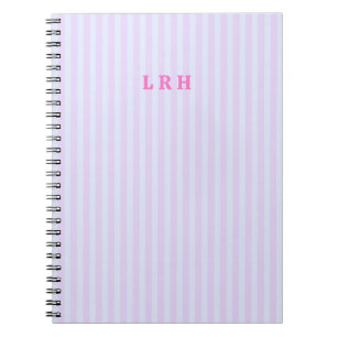 Carnet Monogramme Personnalisé Rayure Vintage Rose