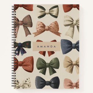 Carnet Monogramme Personnalisé Retro Vintage Bow Motif