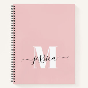 Carnet Monogramme personnalisé rose et blanc