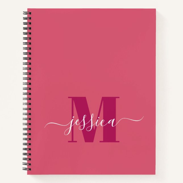 Carnet Monogramme personnalisé rose et rose (Devant)