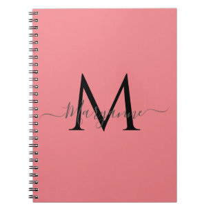 Carnet Monogramme personnalisé rose fille Noir