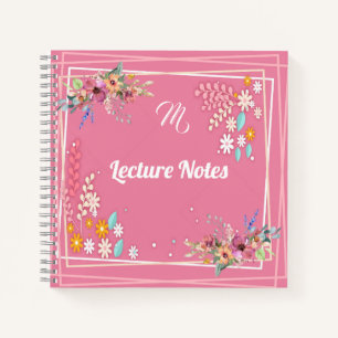 Carnet Monogramme personnalisé Soft Pastel Rose Floral Le
