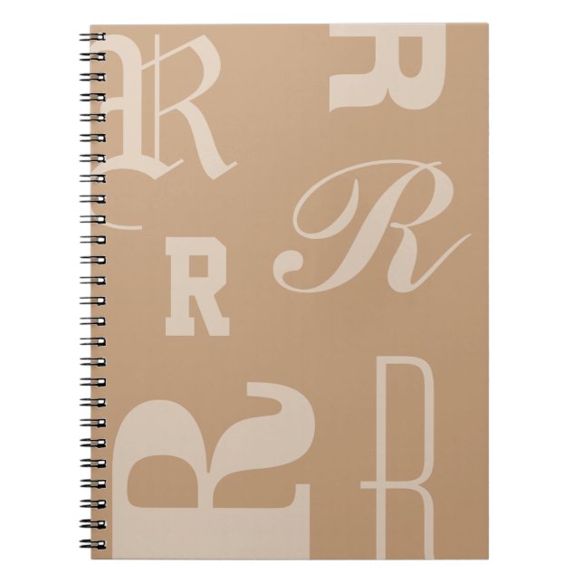 Carnet Monogramme personnalisé Tan, initiales typographiq (Devant)