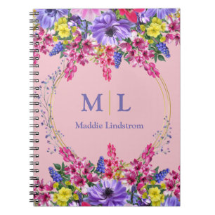 Carnet Monogramme Plutôt rose Multicolor Floral Personnal