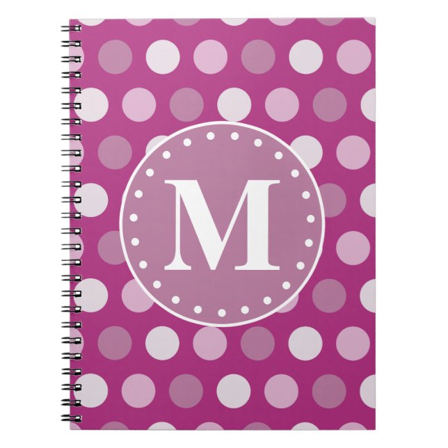Carnet Monogramme Pois rose gras (Devant)