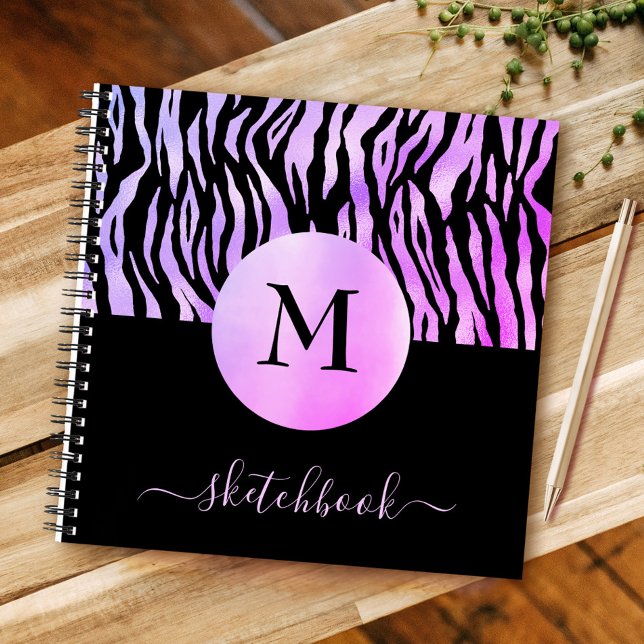 Carnet Monogramme Poster de animal violet Ombre Glam (Créateur téléchargé)
