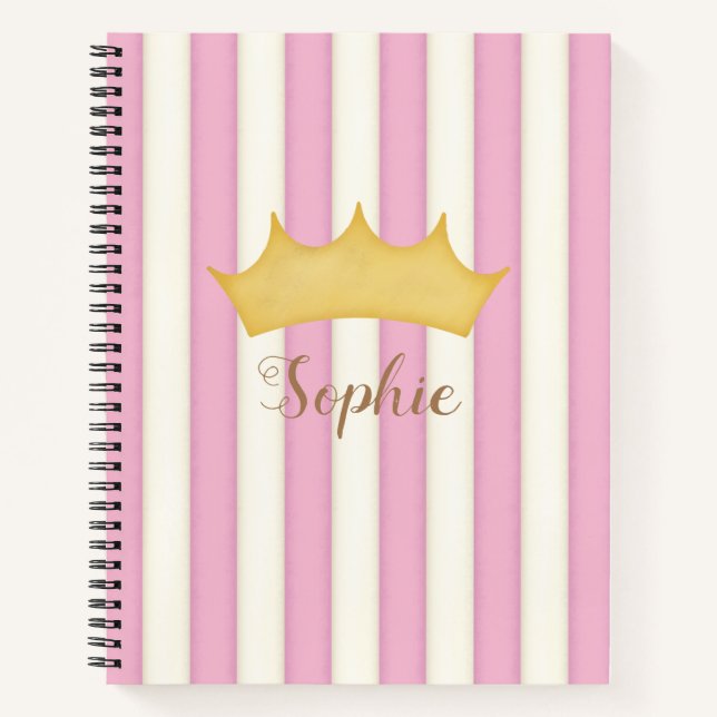 Carnet Monogramme Princesse Couronnée de Rayures Victorie (Devant)