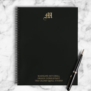 Carnet Monogramme Professionnel Entreprise Moderne Noir O