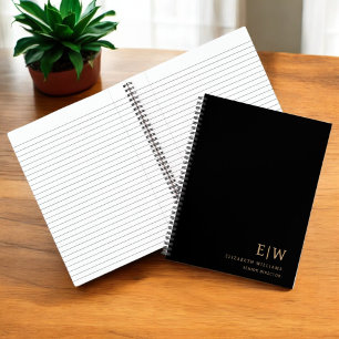 Carnet Monogramme professionnel noir et or initial