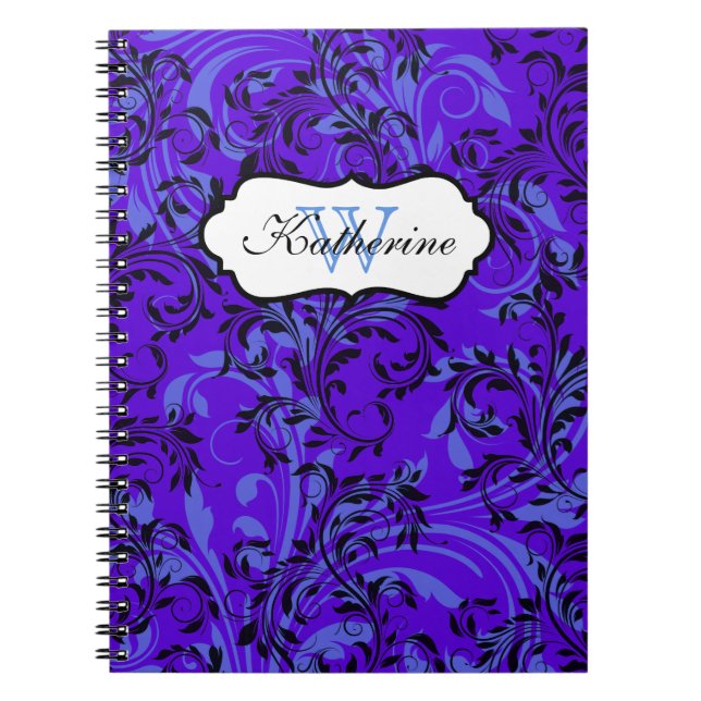 Carnet Monogramme Purple Blue Black Scrolls (Devant)