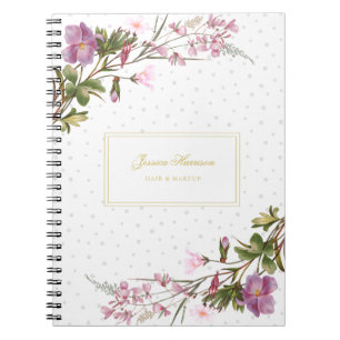 Carnet Monogramme Purple Lilac Pink Bouquet Vintage migno