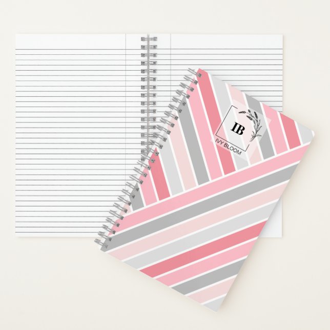 Carnet Monogramme rayé aux nuances de rose (À l'intérieur)
