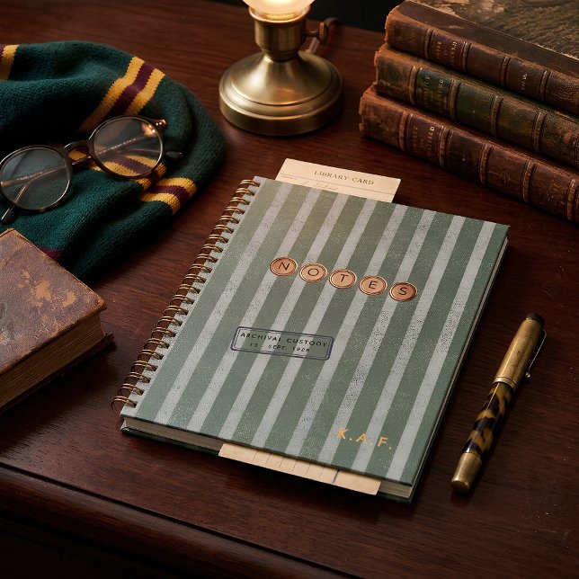 Carnet Monogramme rayé du Sage de l'héritage classique (Créateur téléchargé)