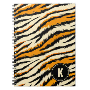 Carnet Monogramme Rayures de Tigre Noir et Orange