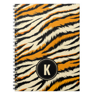 Carnet Monogramme Rayures de Tigre Noir et Orange
