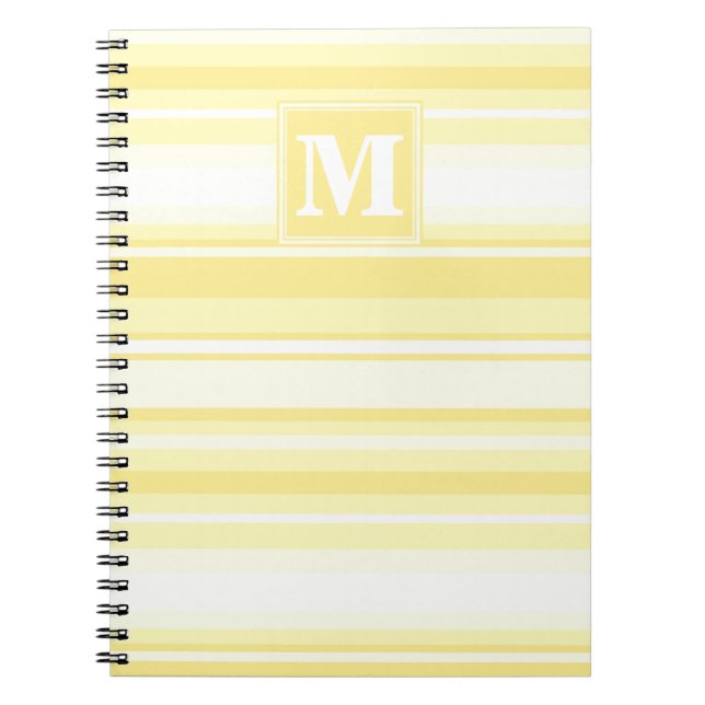 Carnet Monogramme rayures jaunes citron (Devant)
