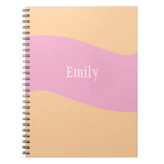 Carnet Monogramme Retro Gras Nom Orange Rose