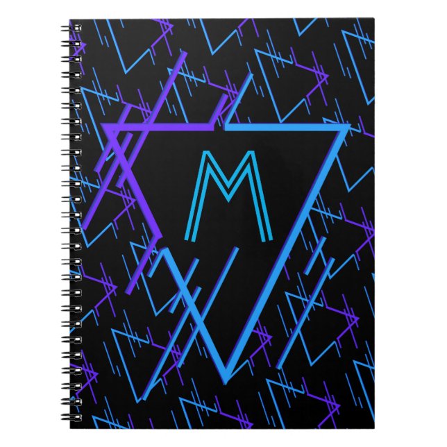 Carnet Monogramme Retro Neon Motif géométrique 2 (Devant)