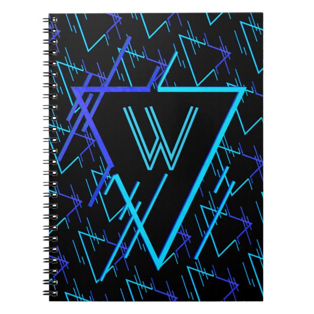 Carnet Monogramme Retro Neon Motif géométrique 3 (Devant)