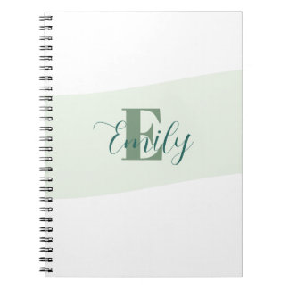 Carnet Monogramme Rétro Vert Minimaliste Nom