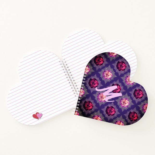 Carnet Monogramme Romantique Rose Pourpre Amour (Intérieur)