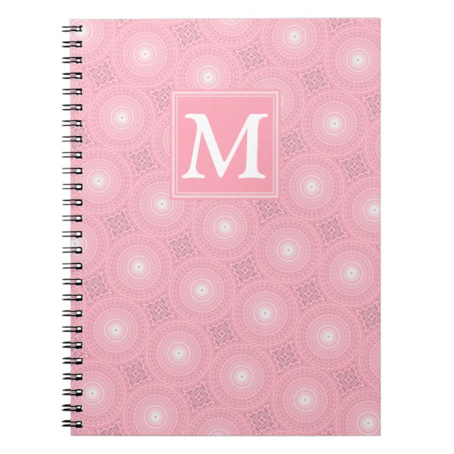 Carnet Monogramme rose cercles motif (Devant)